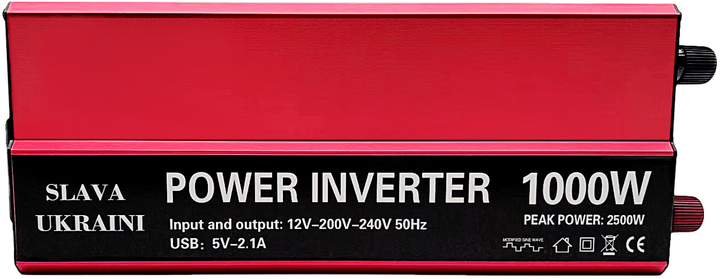 Преобразователь напряжения автомобильный AVS IN-1000W (12В > 220В, 1000 Вт, USB)
