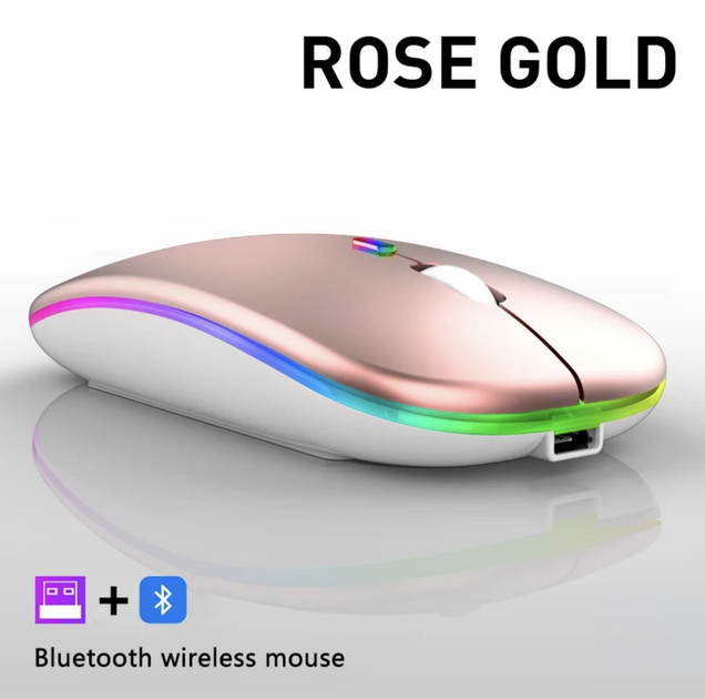Беспроводная бесшумная игровая мышь iMice PM1 Rose 2.4G + Bluetooth с аккумулятором и подсветкой - изображение 3