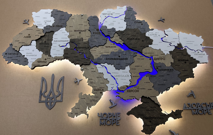 Деталізована карта України Factura з підсвіткою річок та по контуру ...
