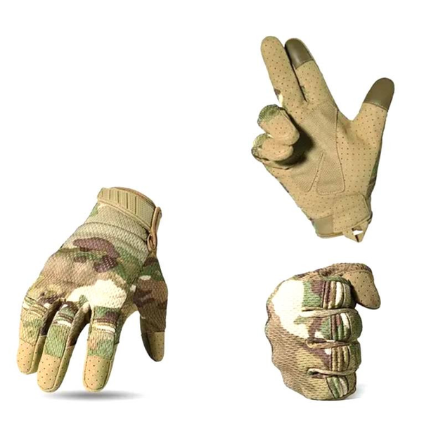Рукавички тактичні армійські з пальцями ЗСУ Мультикам 20222176-L 10000 L койот - зображення 2