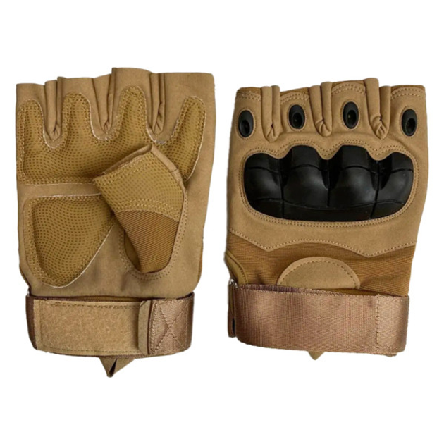 Тактичні рукавички відкриті пальці Gloves HF 1 Койот M - зображення 1