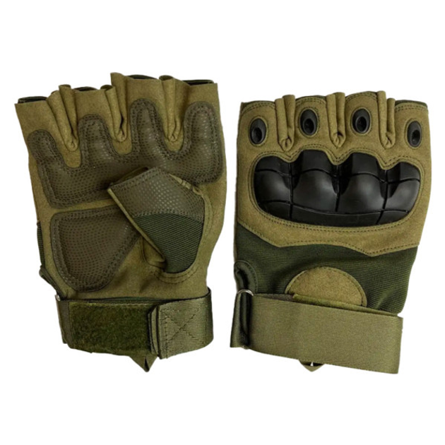 Тактические перчатки открытые пальцы Gloves HF 1 Оливковый M - изображение 1