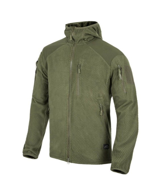 Куртка Alpha Hoodie Jacket - Grid Fleece Helikon-Tex Olive Green XS Тактическая - изображение 1