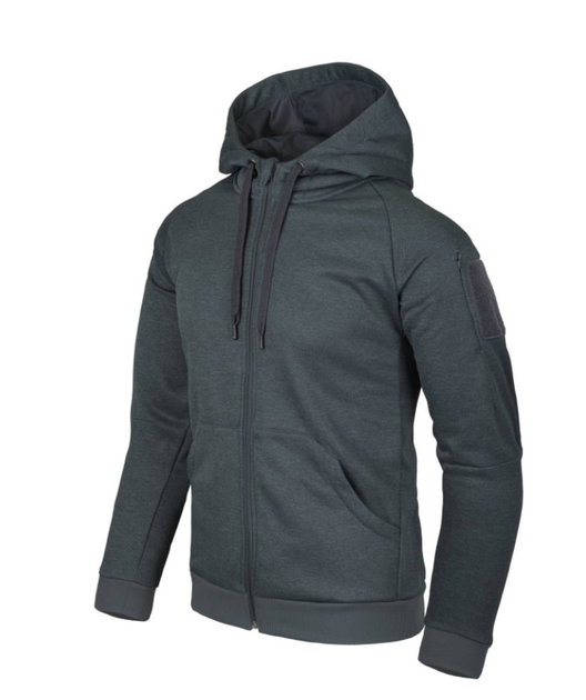 Куртка толстовка (Худи) Urban Tactical Hoodie (Fullzip) Helikon-Tex Black-Grey Melange 3XL Тактическая мужская - изображение 1