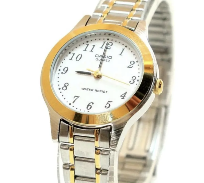 Женские классические часы Casio LTP-1263PG-7BEF Белые с золотистым ...