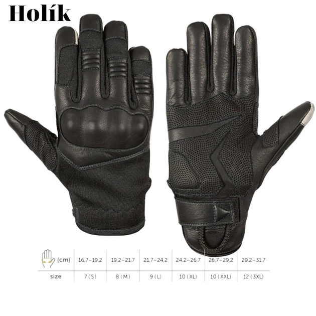 Тактические сенсорные кожаные перчатки Holik Beth black размер М - изображение 2