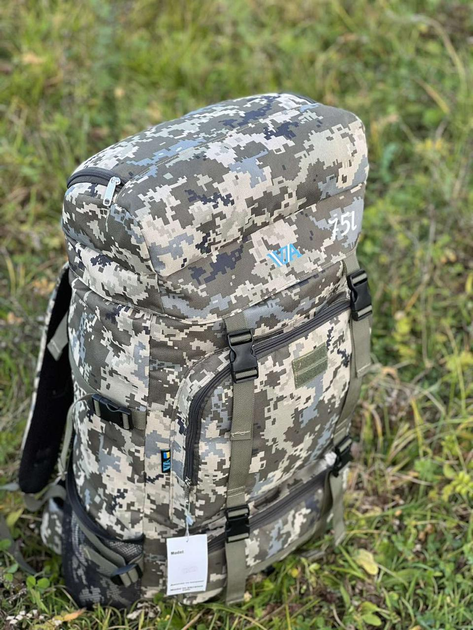 Універсальний рюкзак тактичний 75 літрів, військовий водовідштовхувальний рюкзак із щільної тактичної тканини Піксель - зображення 2