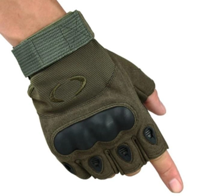 Перчатки без пальцев, тактические перчатки без пальцев (пара), размер L, цвет зеленый - изображение 2