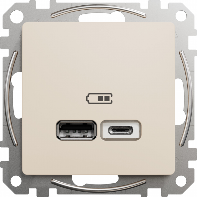 USB розетка Schneider Electric тип A+C 2.4A Sedna Design Бежева ...