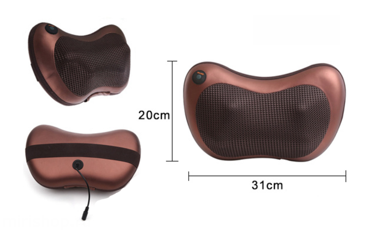 Подушка роликовый массажер для шеи спины и ног Massage Pillow от 12V и 220V (для дома и машины) Коричневая 4 ролика - Фото 6 Подушка роликовый массажер для шеи спины и ног Massage Pillow от 12V и 220V (для дома и машины) Коричневая 4 ролика - изображение 6