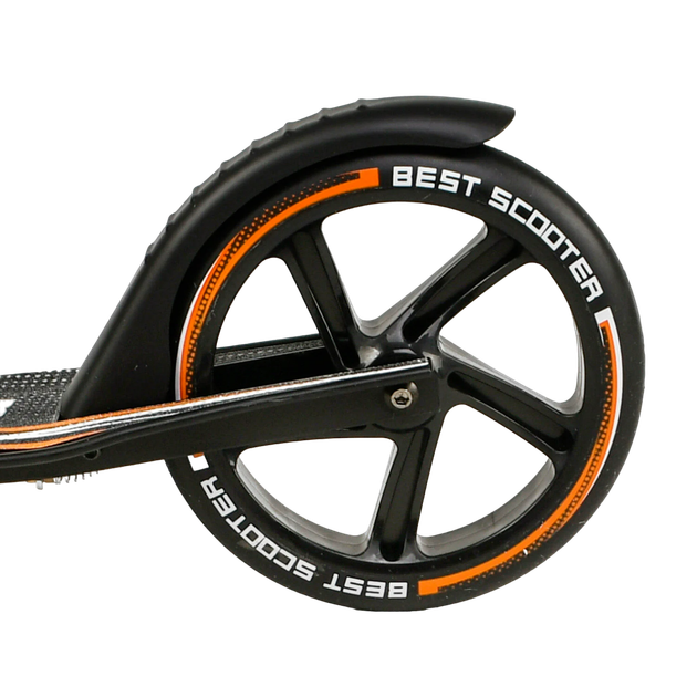 Самокат двухколесный с большими колесами и ручным тормозом Best Scooter Черный с оранжевым - Фото 7 Самокат двухколесный с большими колесами и ручным тормозом Best Scooter Черный с оранжевым - изображение 7