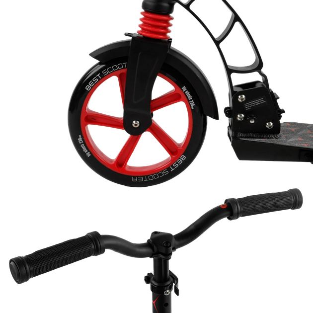 Самокат двоколісний з великими колесами та амортизатором Best Scooter Чорний з червоним - Фото 2 Самокат двоколісний з великими колесами та амортизатором Best Scooter Чорний з червоним - зображення 2
