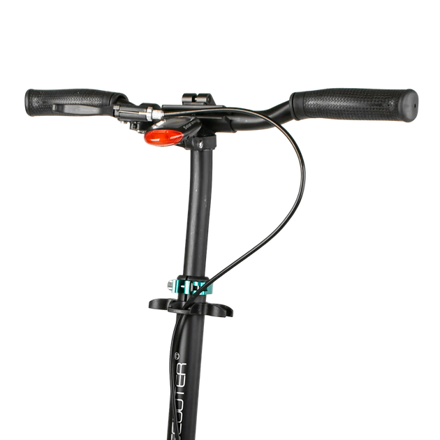 Самокат двухколесный с большими колесами и ручным тормозом Best Scooter Черный с голубым - изображение 3