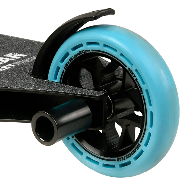 Самокат трюковый двухколесный с алюминиевыми пегами Best Scooter FEAR Черный с голубым - Фото 6 Самокат трюковый двухколесный с алюминиевыми пегами Best Scooter FEAR Черный с голубым - изображение 6