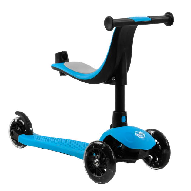 Трехколесный самокат со светящимися колесами и родительской ручкой Best Scooter Голубой - изображение 2