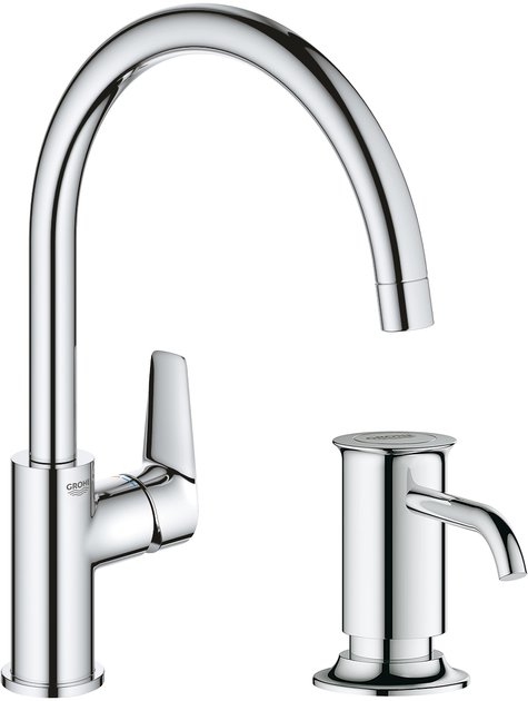 Смеситель-кран кухонный GROHE QuickFix StartEdge 30529001 с дозатором ...