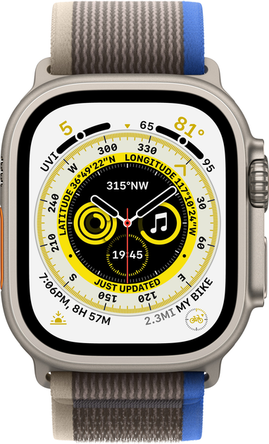 Smartwatch Apple Watch Ultra GPS + Cellular 49mm Titanium Case with Blue/Gray Trail Loop - S/M (MNHL3) - obraz 3