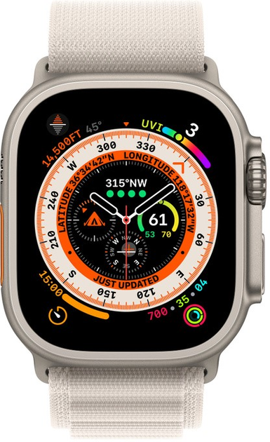 Смарт-годинник Apple Watch Ultra GPS + Cellular 49mm Titanium Case with Starlight Alpine Loop - Small (MQFQ3) - зображення 4