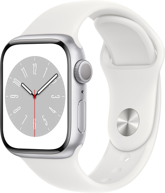 Smartwatch Apple Watch Series 8 GPS 41mm Silver Aluminium Case with White Sport Band (MP6K3) - obraz 1