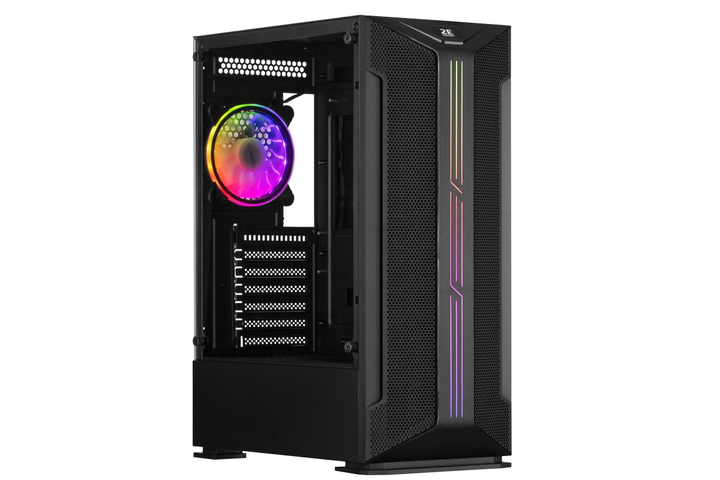 Корпус 2E GAMING HUNTER (GH1) MidT,2xUSB2.0,1xUSB3.0,1x120ммARGB,стекло (бічна панель),без БЖ,чорний - зображення 2
