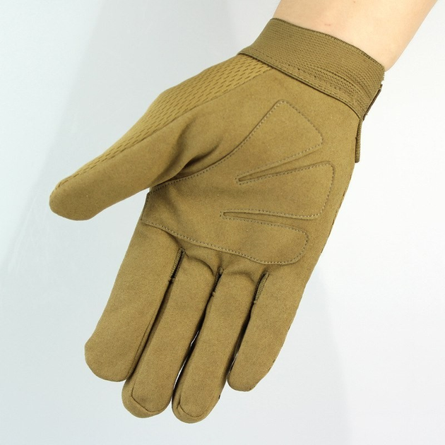 Перчатки мужские тактические текстильные размер ХL песочного цвета Код 68-0102 - изображение 2