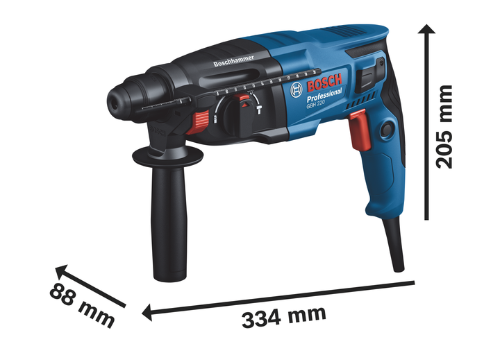 Перфоратор сетевой Bosch Professional GBH 220, 720 Вт, 2дж, 4800 уд.мин, чемодан (06112A6020) - изображение 4