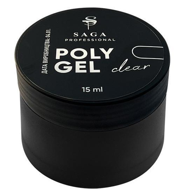 Полигель для наращивания SAGA Poly Gel Clear 15 мл Прозрачный в баночке ...