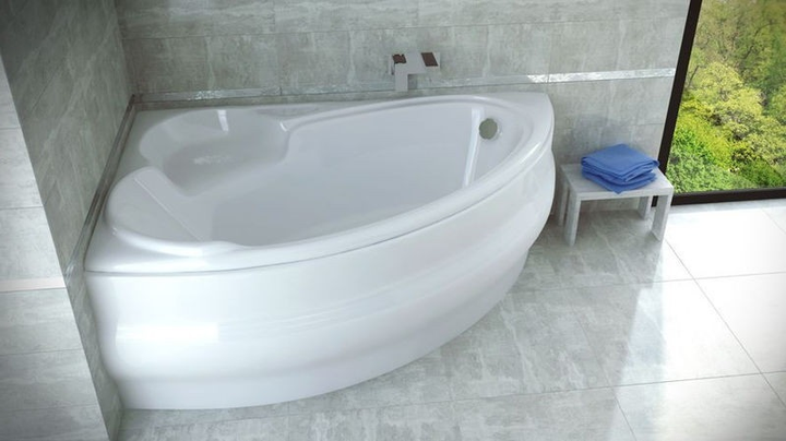 Ванна акриловая асимметричная Wenus 170x110 L с ногами и панелью ...