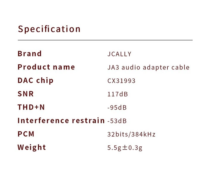 Усилитель звука, переходник, внешняя звуковая карта, ЦАП, DAC Jcally JA3 CX31993 Type C to 3,5 мм Black - Фото 10 Усилитель звука, переходник, внешняя звуковая карта, ЦАП, DAC Jcally JA3 CX31993 Type C to 3,5 мм Black - изображение 10