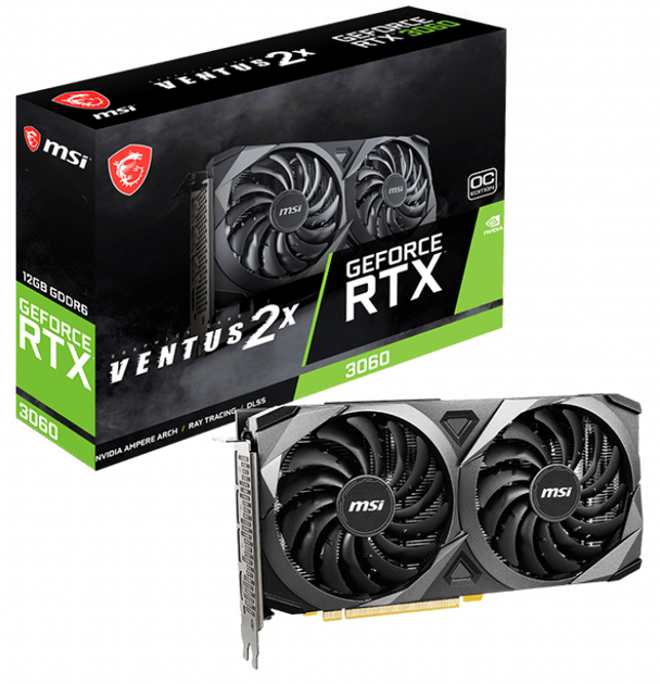Karta graficzna MSI PCI-Ex GeForce RTX 3060 Ventus 2X 12G OC LHR 12GB GDDR6 (192bit) (1807/15000) (HDMI, 3 x DisplayPort) (RTX 3060 VENTUS 2X 12G OC LHR) - obraz 5
