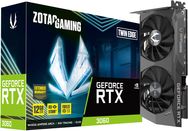 Відеокарта Zotac PCI-Ex GeForce RTX 3060 Twin Edge 12GB GDDR6 (192bit) (1777/15000) (1 х HDMI, 3 x DisplayPort) (ZT-A30600E-10M) - зображення 7