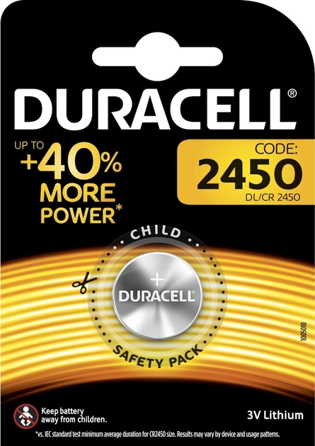 Батарейка Duracell Specialty 3 В DL2450/CR2450 (5000394030428) - зображення 1