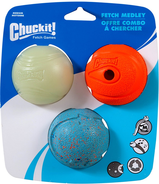 Zabawka dla psów CHUCKIT! Fetch Medley Zestaw piłek M średnich 3 szt. (660048000204) - obraz 2