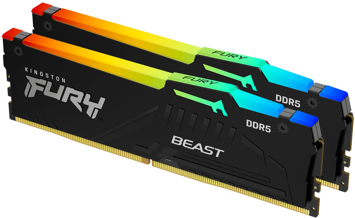 RAM Kingston Fury DDR5-5600 65536MB PC5-44800 (zestaw 2x32768) Beast RGB AM5 1Rx8 czarny (KF556C36BBEAK2-64) - obraz 1