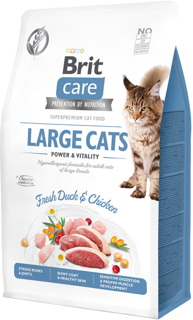 Сухий корм для кішок великих порід Brit Care Cat GF Large cats Power & Vitality з качкою та куркою 400 г (8595602540921) - зображення 1