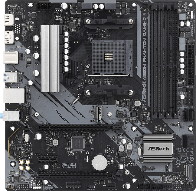 Материнська плата ASRock A520M Phantom Gaming 4 (sAM4, AMD A520, PCI-Ex16) - зображення 1