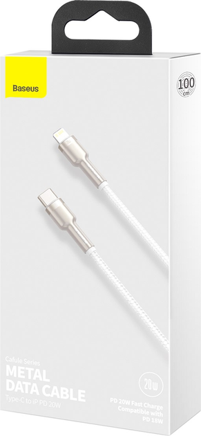 Кабель Baseus Cafule Metal Type-C to Lightning PD 20W 1 м White (CATLJK-A02) - зображення 7
