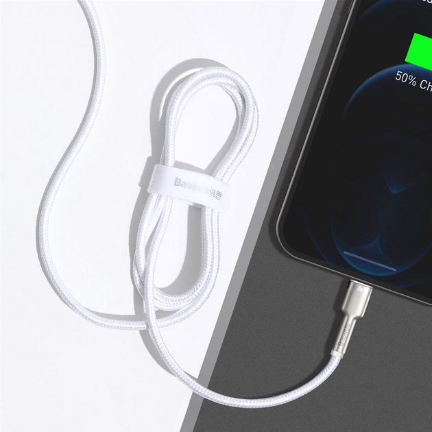 Кабель Baseus Cafule Metal Type-C to Lightning PD 20W 1 м White (CATLJK-A02) - зображення 10