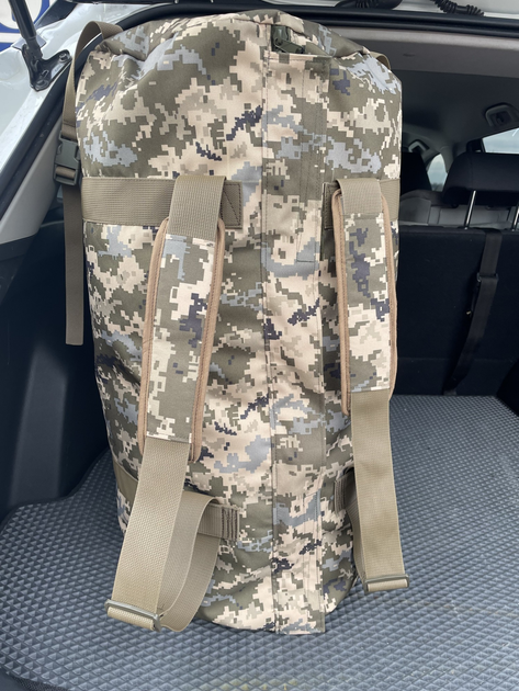 Баул військовий на 85 л, військовий баул рюкзак кольору піксель, баул військови1 - зображення 2