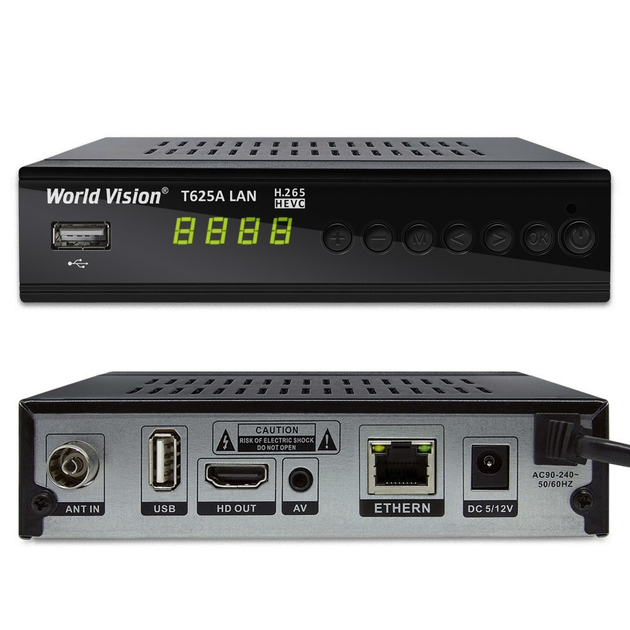 World Vision T625A LAN H.265 HD Цифровой Т2 тюнер DVB-C/T/T2 с обучаемым пультом и Ethernet входом 100 мб. - изображение 3