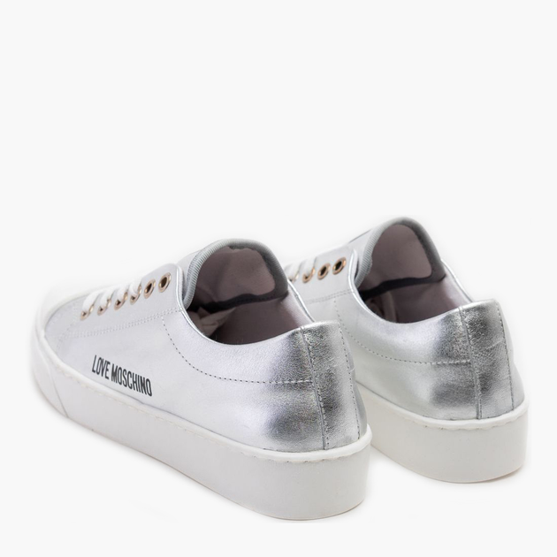 Trampki damskie skórzane Love Moschino JA15473G0EIF-0902 40 (24 cm) Srebrne (8054400664302) - obraz 3