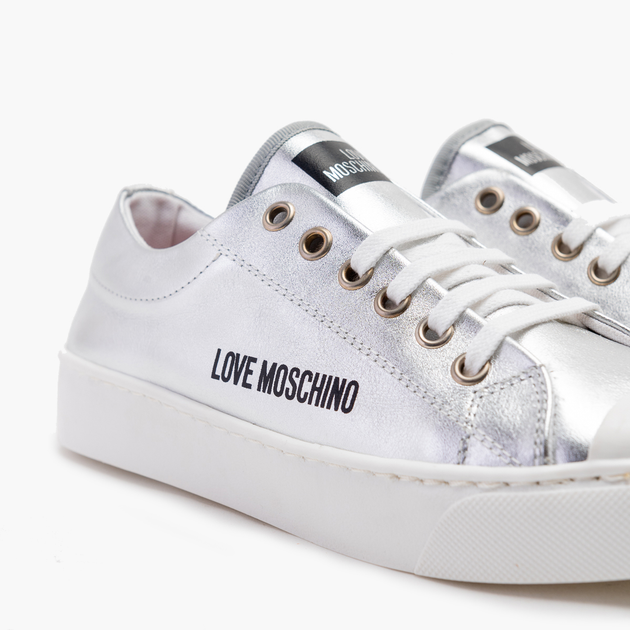 Trampki damskie skórzane Love Moschino JA15473G0EIF-0902 39 (23,5 cm) Srebrne (8054400664289) - obraz 4