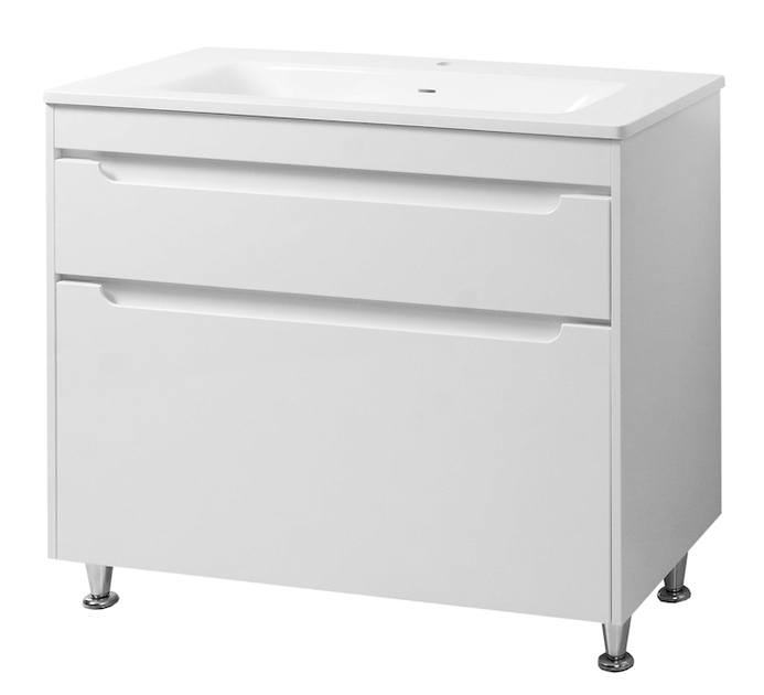 Тумба Валенсия Белая ТНБ-2 Д 100 с умывальником "Естель" искусственный ...