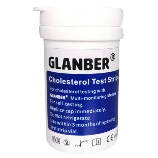 Тест-смужки для загального холестерину для глюкометра 10 штук GLANBER - зображення 1