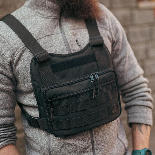 Сумка мужская WALLBAG нагрудная честриг жилет Techwear на грудь черная ...