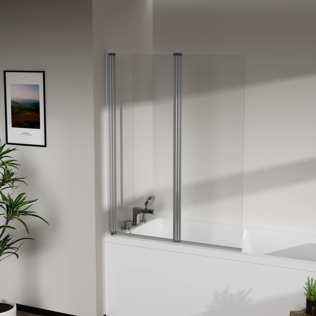 Скляна шторка для ванни AVKO Glass RDY19 60+40x140 Silver - Фото 2 Скляна шторка для ванни AVKO Glass RDY19 60+40x140 Silver - зображення 2