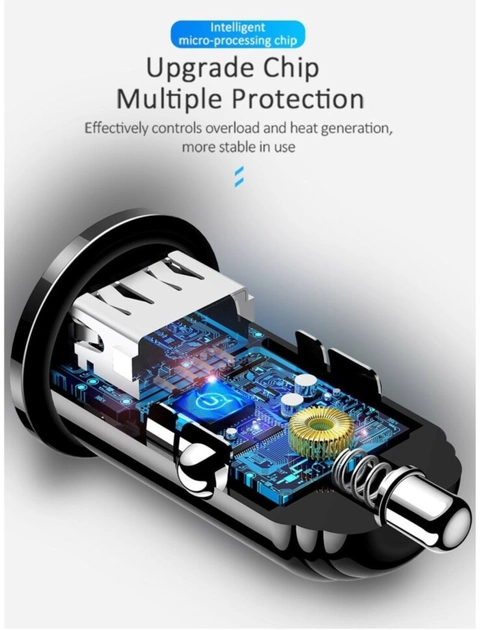 Автомобільне зарядне пристрій Usams US-CC127 C25 USB + USB Type-C 42.5W Transparent - зображення 4