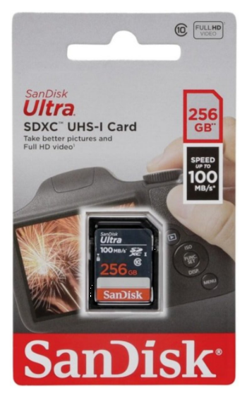 Карта пам'яті SD SanDisk Ultra SDHC Ultra 256GB Class 10 UHS-I до 10 МБ/с R-100MB/s (SDSDUNR-256G-GN3IN) - Фото 2 Карта пам'яті SD SanDisk Ultra SDHC Ultra 256GB Class 10 UHS-I до 10 МБ/с R-100MB/s (SDSDUNR-256G-GN3IN) - зображення 2