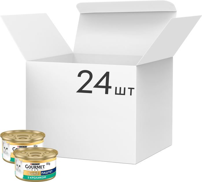 Упаковка влажного корма для кошек Purina Gourmet Gold Паштет с кроликом 24 шт по 85 г (7613033728754) - изображение 1