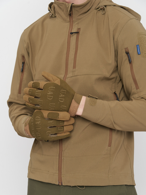Тактические военные перчатки UAD ARES полнопалые сенсорные Койот S (UAD0022S) - изображение 2